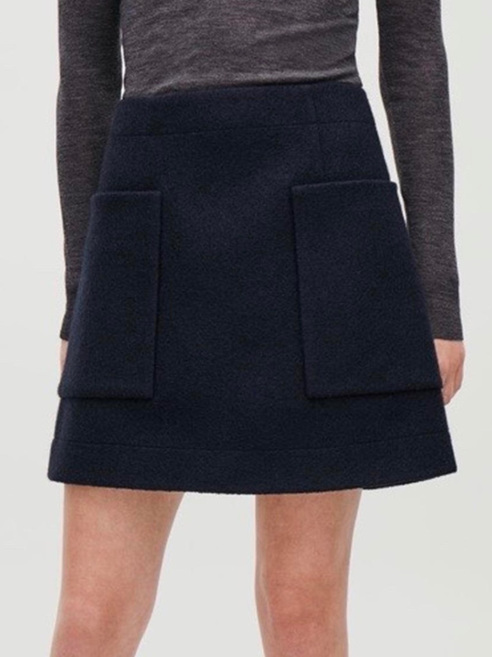 COS Boiled Wool A-line Mini Skirt with Oversized Patch Pockets